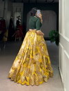 Mustard Colour Tussar Silk With Printed Lehenga With Blouse Indo Western Bulk Orders In India NNK1137